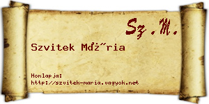 Szvitek Mária névjegykártya