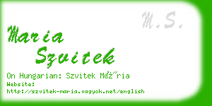 maria szvitek business card